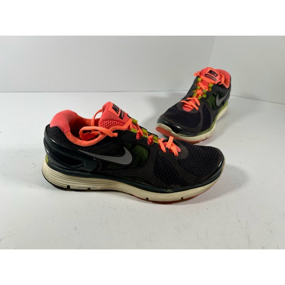 Nike Womens Lunar Eclipse 2 Running Shoes Black Coral 487974-008 Mesh Lace Up 9M